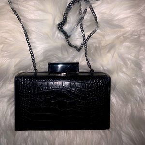 Small Black Croc Zara clutch bag